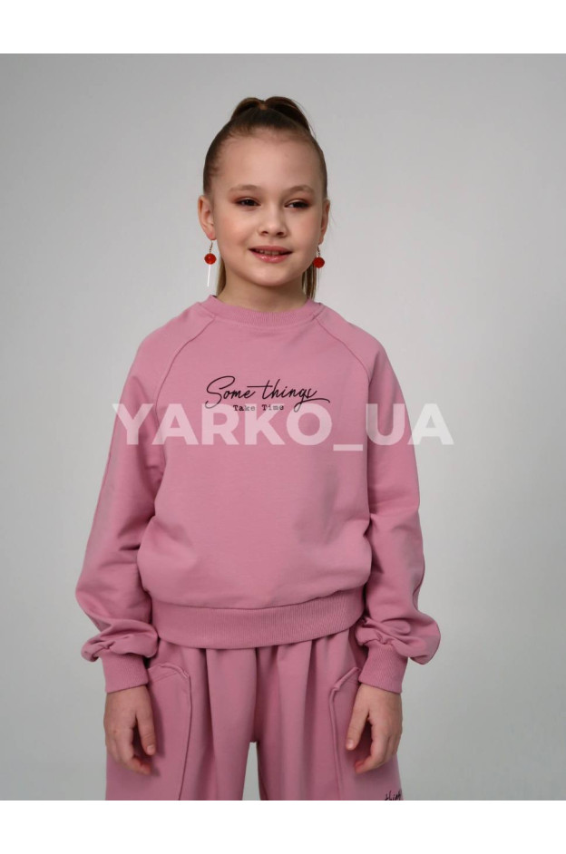 Костюм спортивний HAYKIDS для дівчат весна/осінь 2581 з котону пудра Some things 116(р)