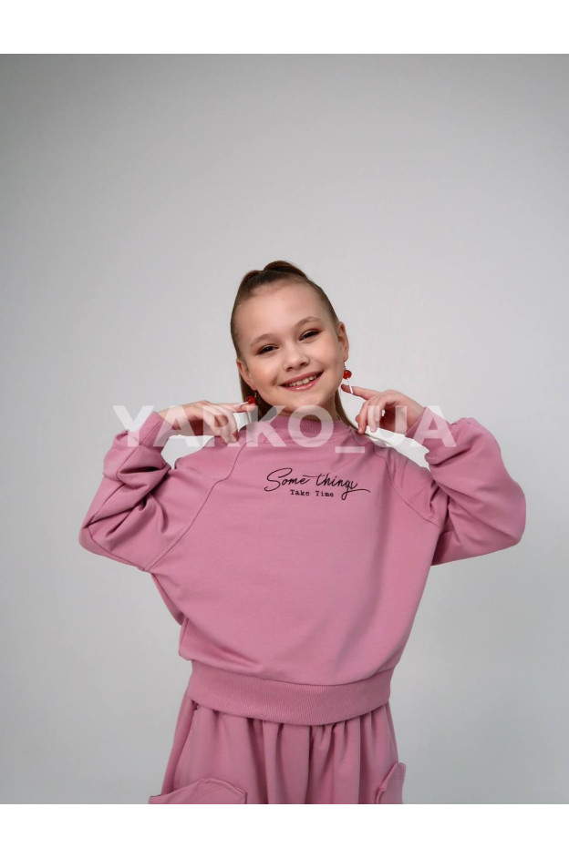 Костюм спортивний HAYKIDS для дівчат весна/осінь 2581 з котону пудра Some things 116(р)