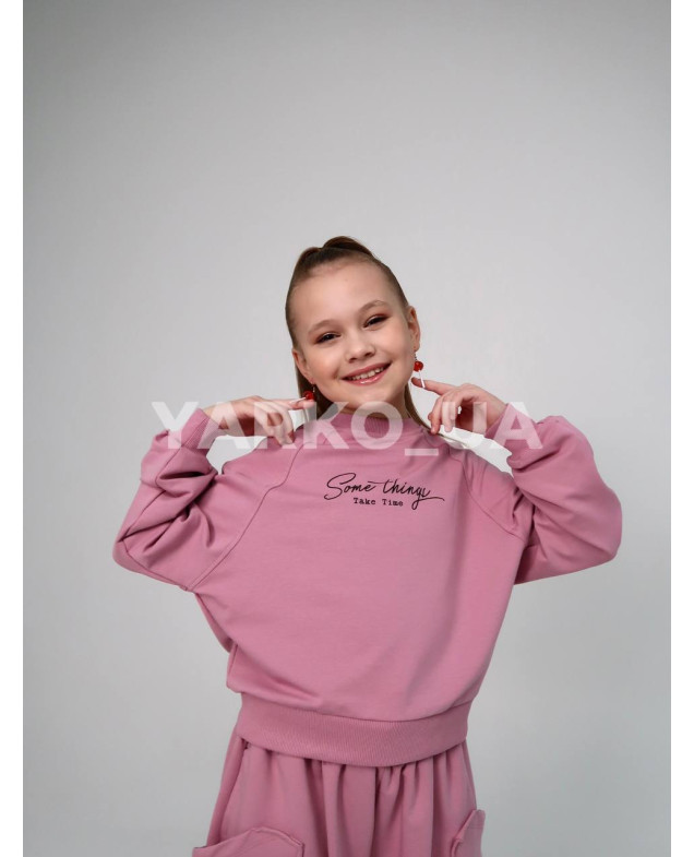 Костюм спортивний HAYKIDS для дівчат весна/осінь 2581 з котону пудра Some things 116(р)