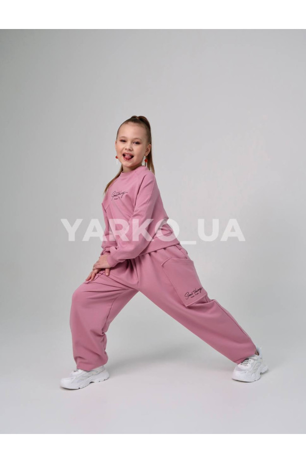 Костюм спортивний HAYKIDS для дівчат весна/осінь 2581 з котону пудра Some things 128(р)