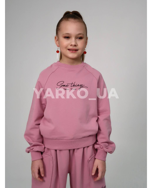 Костюм спортивний HAYKIDS для дівчат весна/осінь 2581 з котону пудра Some things 128(р)