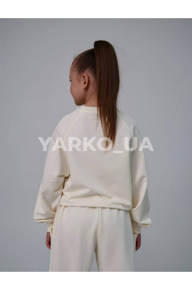 Костюм спортивний HAYKIDS для дівчат весна/осінь 2581 з котону молочний Some things 134(р)
