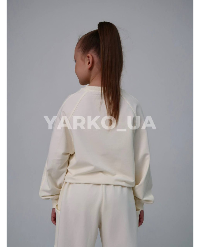 Костюм спортивний HAYKIDS для дівчат весна/осінь 2581 з котону молочний Some things 134(р)