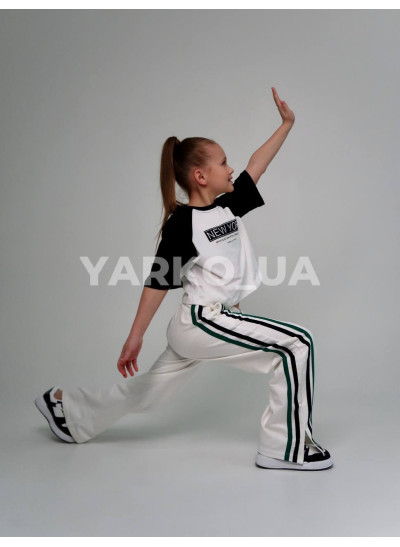 Брюки HAYKIDS для дівчат весна/осінь 1185 з котону білі палаццо "98" 134(р) 