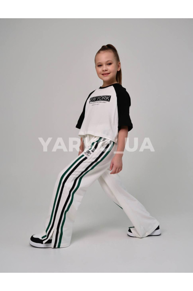 Брюки HAYKIDS для дівчат весна/осінь 1185 з котону білі палаццо "98" 134(р) 