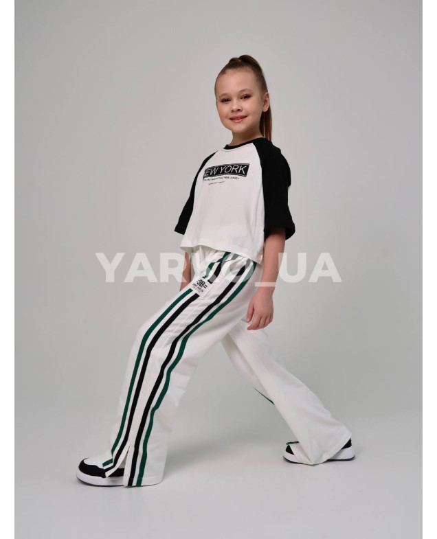 Брюки HAYKIDS для дівчат весна/осінь 1185 з котону білі палаццо "98" 134(р) 