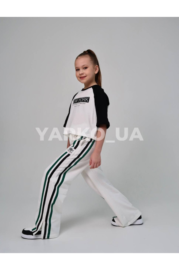 Брюки HAYKIDS для дівчат весна/осінь 1185 з котону білі палаццо "98" 134(р) 