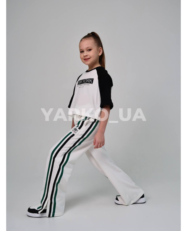 Брюки HAYKIDS для дівчат весна/осінь 1185 з котону білі палаццо "98" 134(р) 