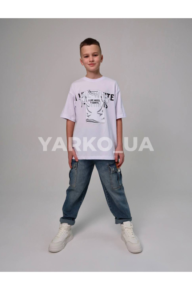 Футболка HAYKIDS для хлопчиків на літо 1271 з котону біла White 128(р)