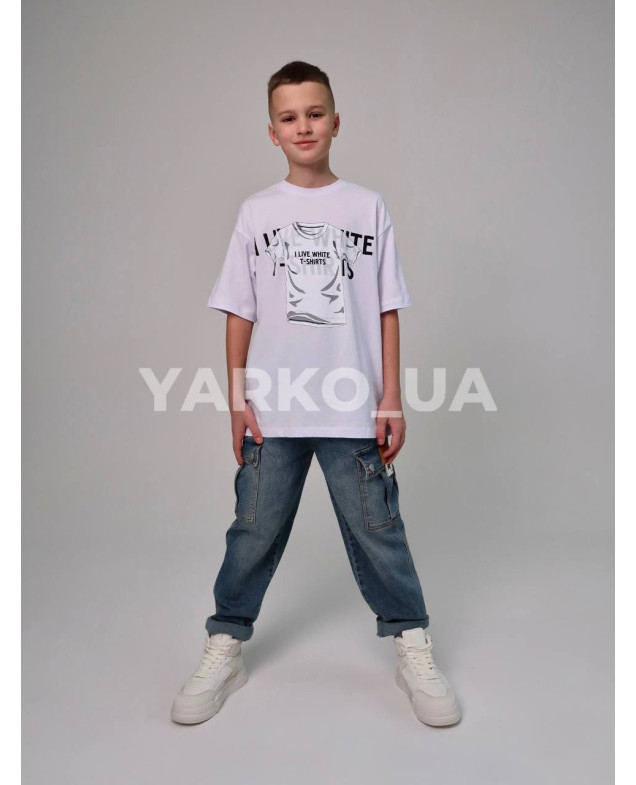 Футболка HAYKIDS для хлопчиків на літо 1271 з котону біла White 128(р)