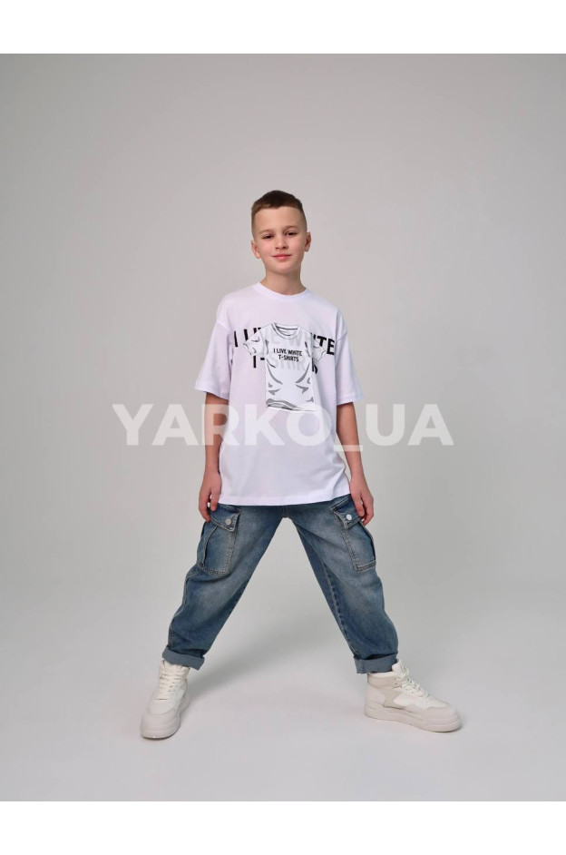 Футболка HAYKIDS для хлопчиків на літо 1271 з котону біла White 128(р)