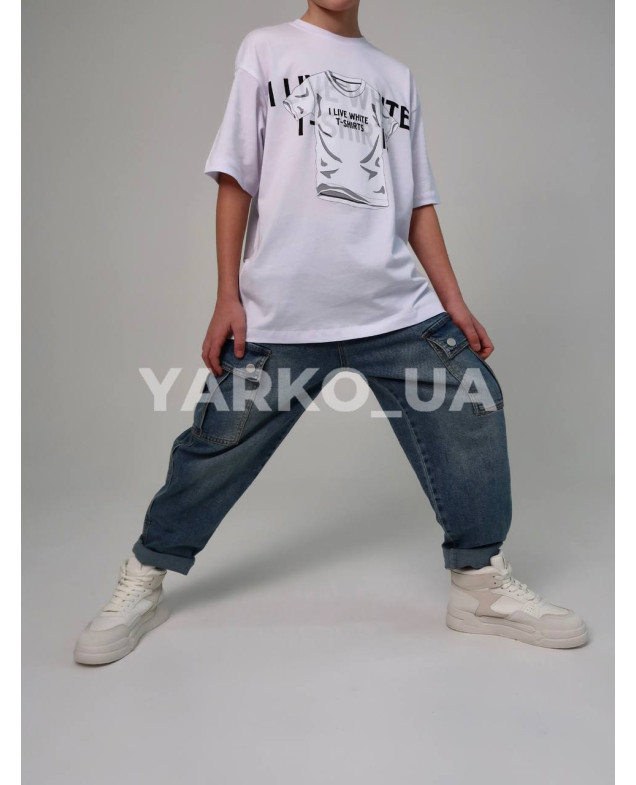 Футболка HAYKIDS для хлопчиків на літо 1271 з котону біла White 128(р)