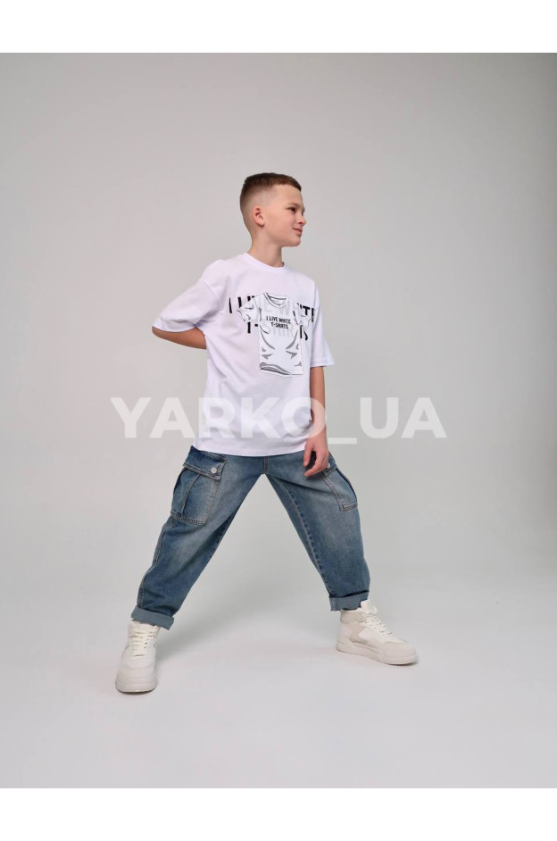 Футболка HAYKIDS для хлопчиків на літо 1271 з котону біла White 128(р)