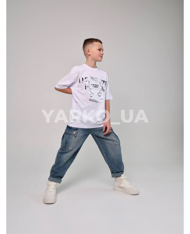 Футболка HAYKIDS для хлопчиків на літо 1271 з котону біла White 128(р)