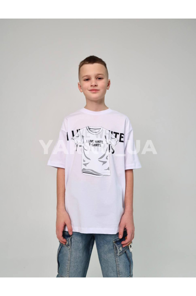 Футболка HAYKIDS для хлопчиків на літо 1271 з котону біла White 134(р)