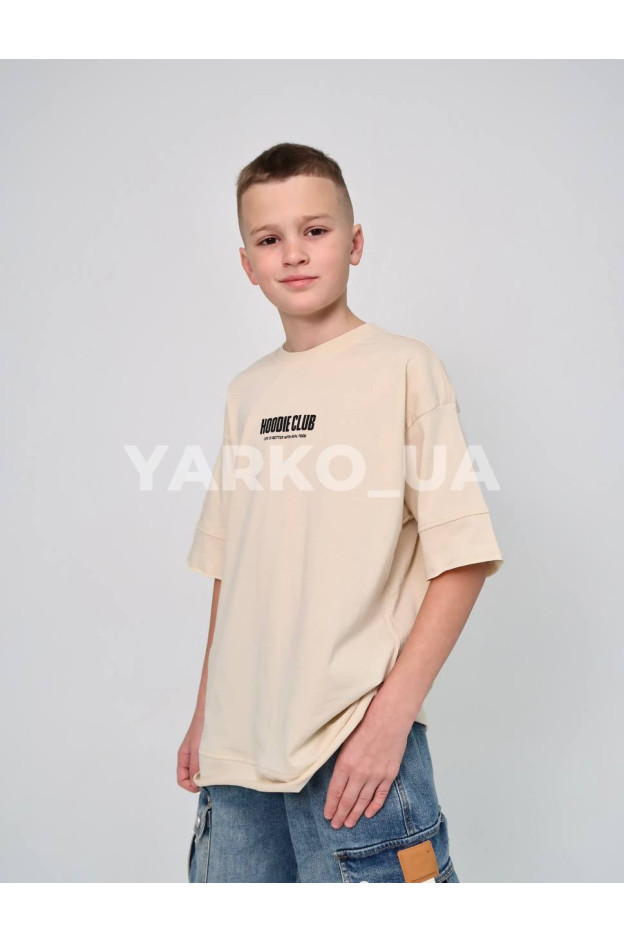 Футболка HAYKIDS літо uni. 1269 котон Hoodie Club молочний 140(р) 