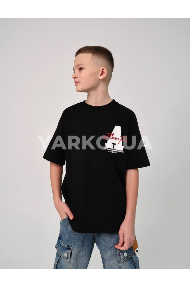 Футболка HAYKIDS uni на літо 1274 з котону чорна Atlanta 122(р)