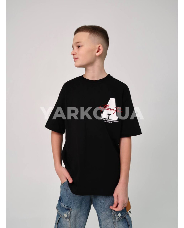 Футболка HAYKIDS uni на літо 1274 з котону чорна Atlanta 122(р)