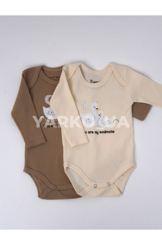 Боді Findik Baby весна-осінь uni. 11749 котон soulmate лебеді капучіно 68(р) 