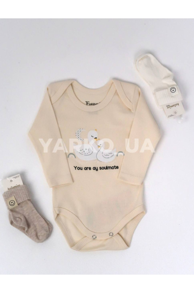 Боді Findik Baby весна-осінь uni. 11749 котон soulmate лебеді молочний 80(р) 