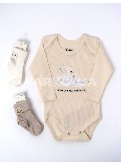 Боді Findik Baby весна-осінь uni. 11749 котон soulmate лебеді молочний 80(р) 