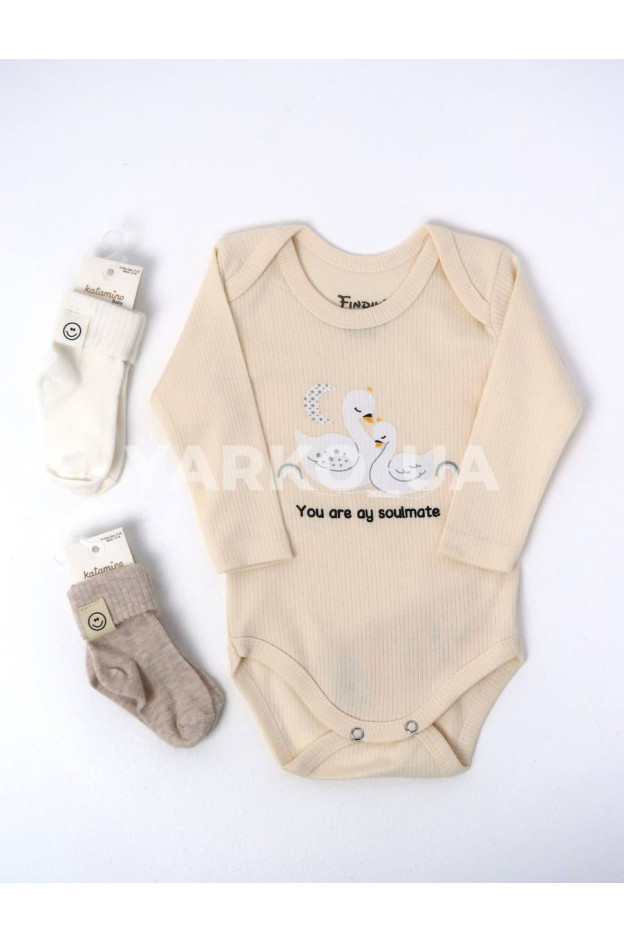 Боді Findik Baby весна-осінь uni. 11749 котон soulmate лебеді молочний 80(р) 