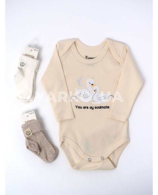 Боді Findik Baby весна-осінь uni. 11749 котон soulmate лебеді молочний 80(р) 