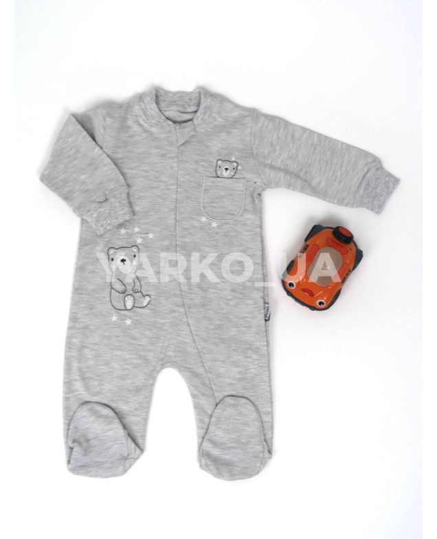 Чоловічок Puan Baby uni весна/осінь 6632 котон вишивка ведмежа з кишенькою 62(р)