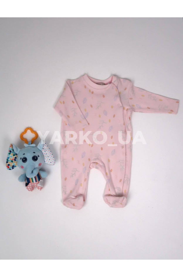 Чоловічок Bonne Baby весна-осінь для дівчаток 383692 котон листочки рожевий 56(р) 