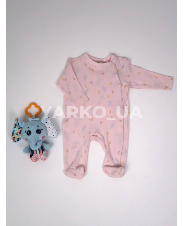 Чоловічок Bonne Baby весна-осінь для дівчаток 383692 котон листочки рожевий 56(р) 
