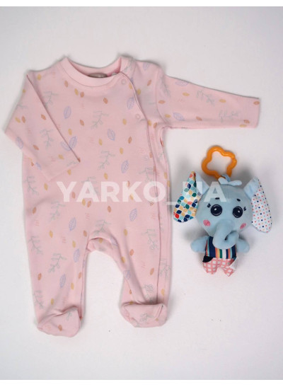 Чоловічок Bonne Baby весна-осінь для дівчаток 383692 котон листочки рожевий 56(р) 