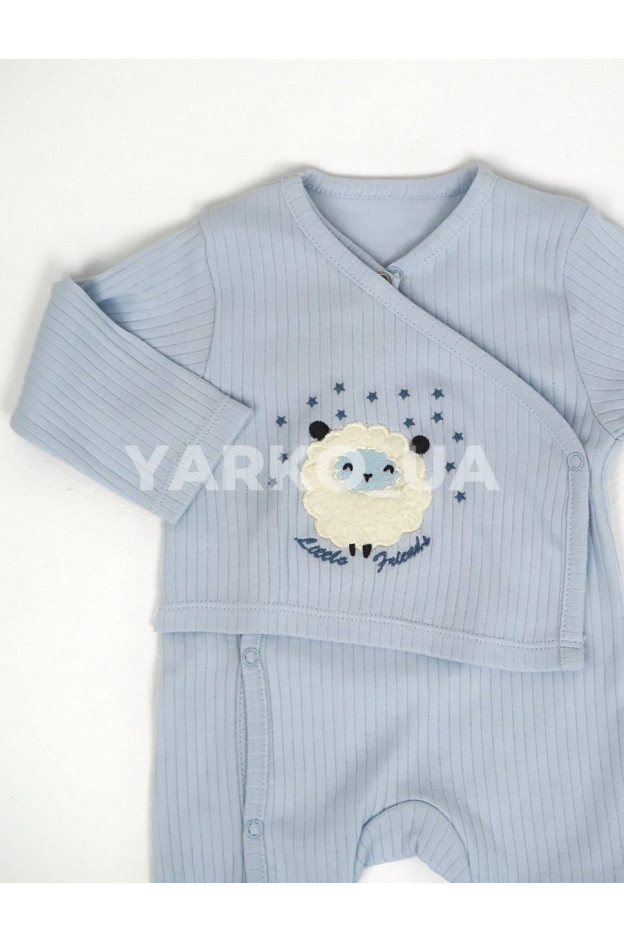 Чоловічок Neo Baby для хлопчиків весна/осінь 13236 з котону блакитний ягнятко 52-56(р)