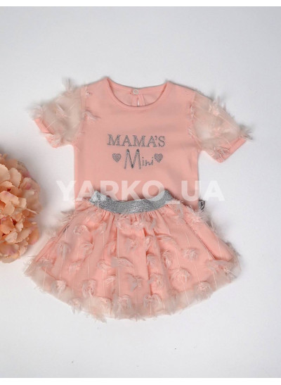 Костюм-двійка Puan Baby для дівчат на літо 6917 з котону персиковий Mini зі спідничкою 68(р)