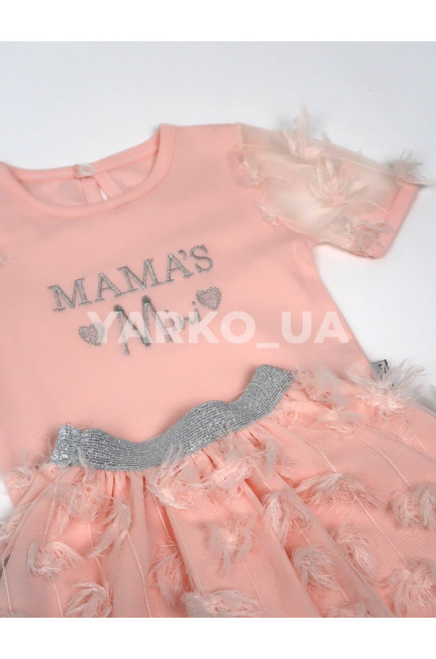 Костюм-двійка Puan Baby для дівчат на літо 6917 з котону персиковий Mini зі спідничкою 68(р)