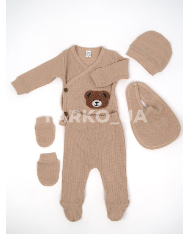 Комплект ясельний UKOBABY uni весна/осінь 6600 з котону беж BEAR вафля 62(р)