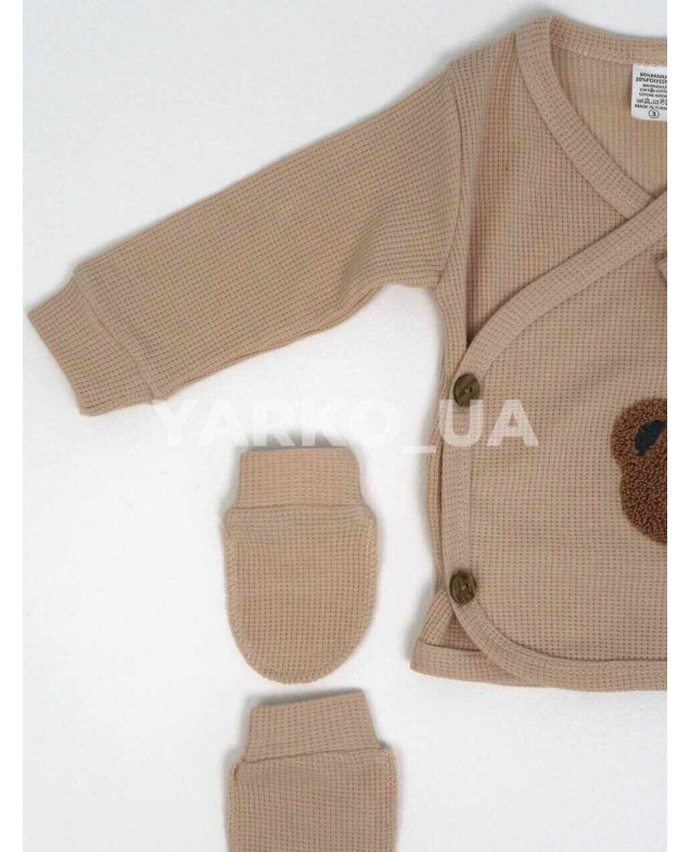 Комплект ясельний UKOBABY uni весна/осінь 6600 з котону беж BEAR вафля 62(р)