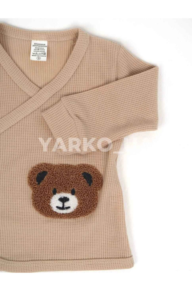 Комплект ясельний UKOBABY uni весна/осінь 6600 з котону беж BEAR вафля 62(р)