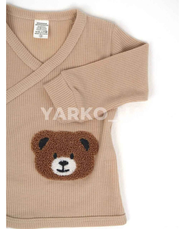 Комплект ясельний UKOBABY uni весна/осінь 6600 з котону беж BEAR вафля 62(р)