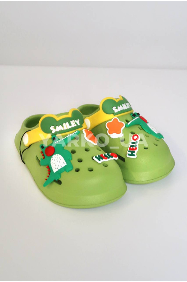 Крокси для хлопчиків на літо A9109 EVA зелений Smiley 25(р)