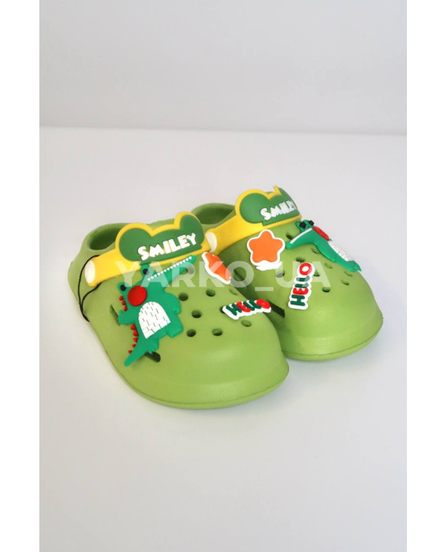 Крокси для хлопчиків на літо A9109 EVA зелений Smiley 25(р)