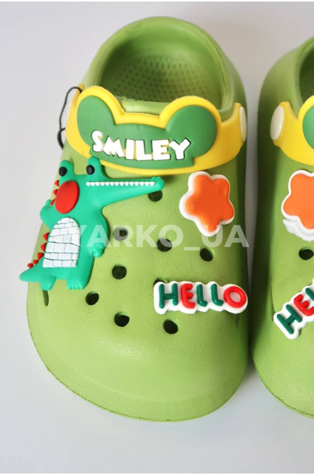 Крокси для хлопчиків на літо A9109 EVA зелений Smiley 25(р)