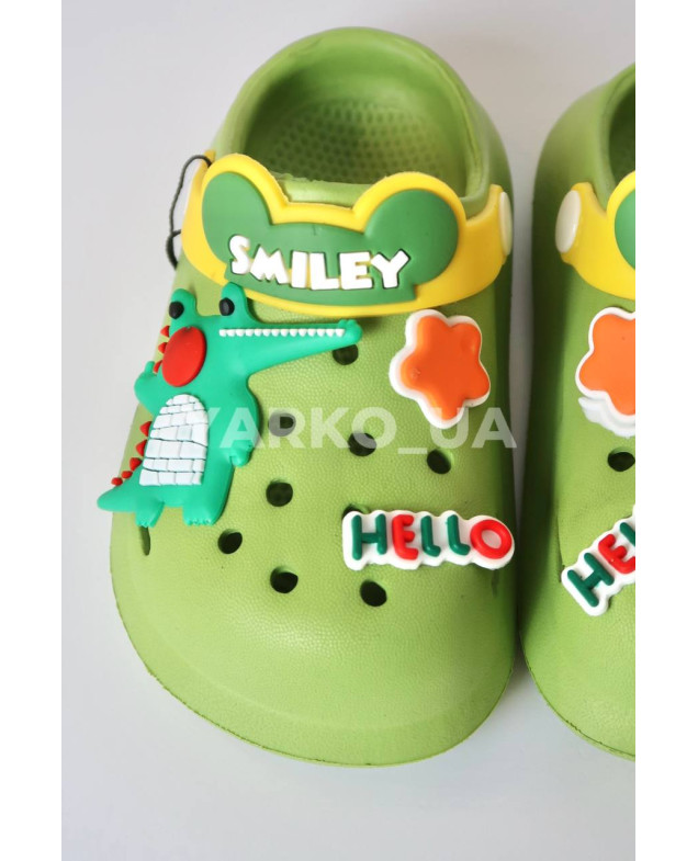 Крокси для хлопчиків на літо A9109 EVA зелений Smiley 25(р)