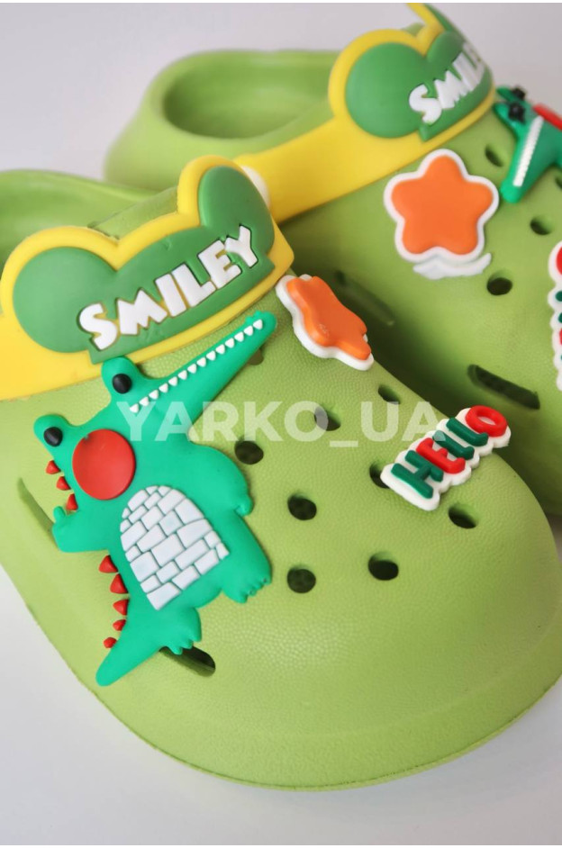 Крокси для хлопчиків на літо A9109 EVA зелений Smiley 25(р)