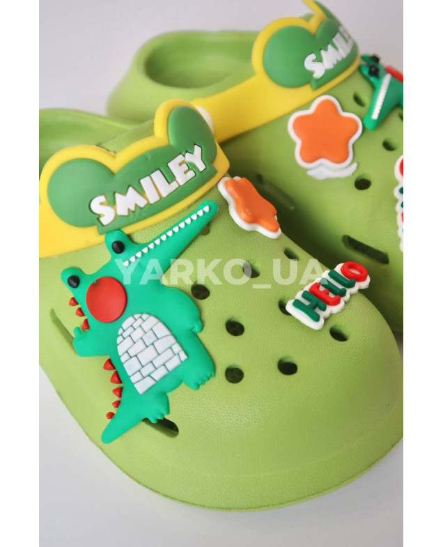 Крокси для хлопчиків на літо A9109 EVA зелений Smiley 25(р)