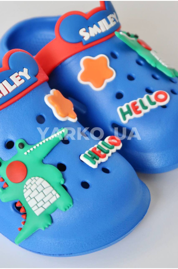 Крокси для хлопчиків на літо A9109 EVA синій Smiley 24(р)