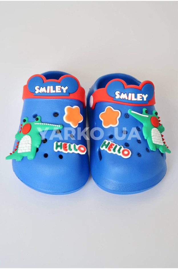 Крокси для хлопчиків на літо A9109 EVA синій Smiley 24(р)