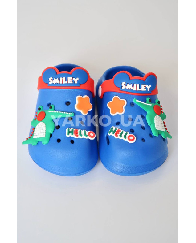 Крокси для хлопчиків на літо A9109 EVA синій Smiley 24(р)