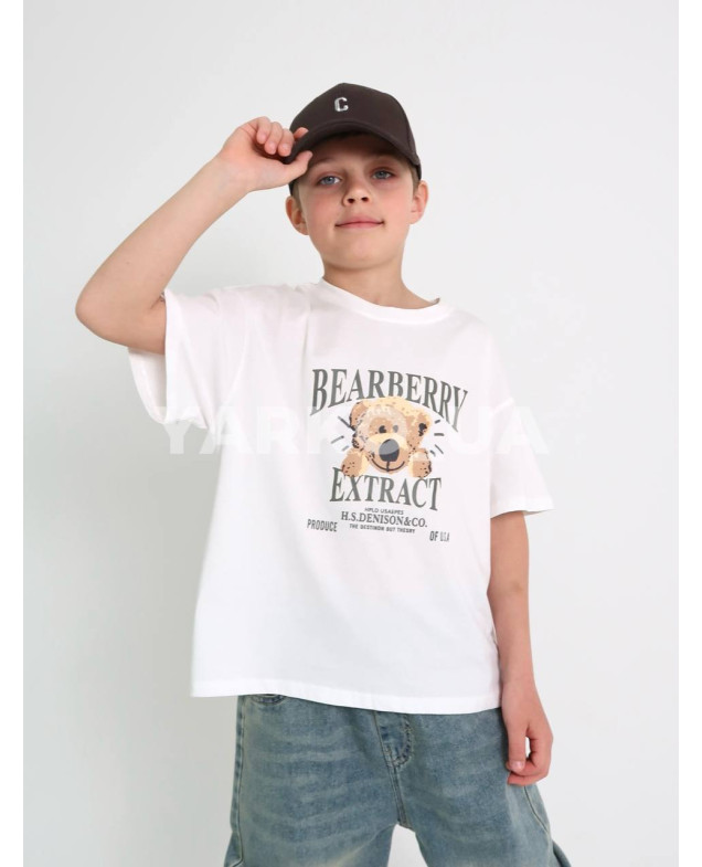 Футболка для хлопчиків на літо 2466 котон білий Bearberry 130(р)