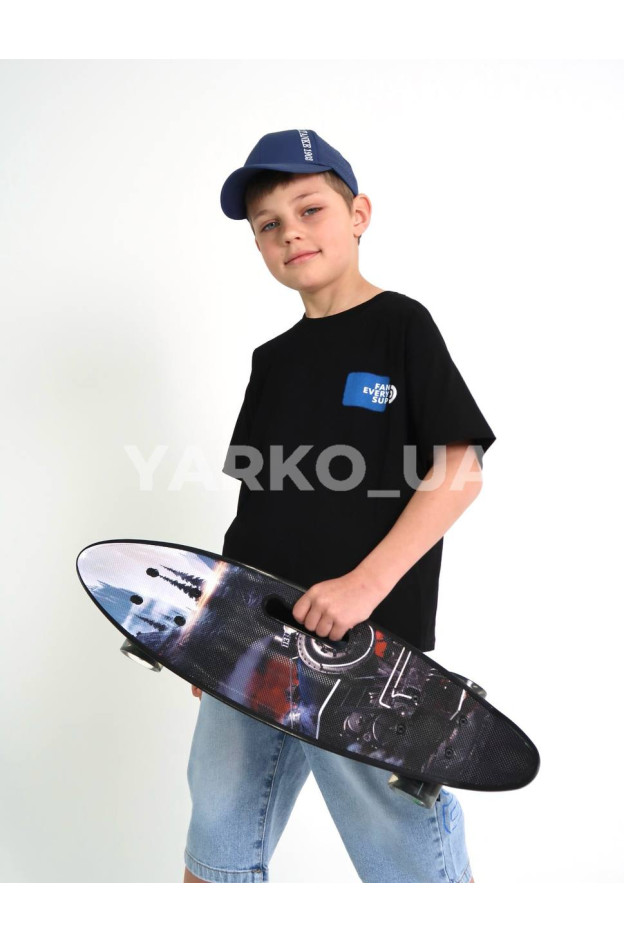 Футболка для хлопчиків на літо 8078# котон чорний FAN 130(р)