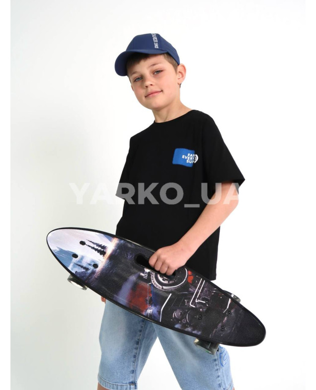 Футболка для хлопчиків на літо 8078# котон чорний FAN 130(р)